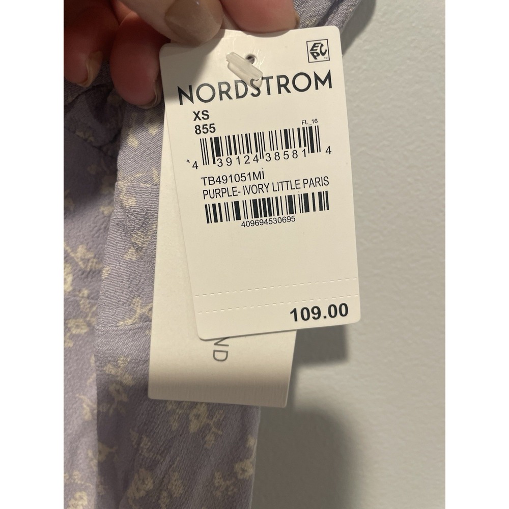 Treasure & Bond Maxi Dress XS Purple/Ivory Little Paris Floral V Neck Boho NEW - Picture 5 of 12